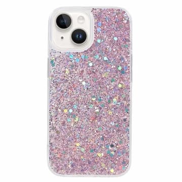 iPhone 15 Glitter Flakes TPU-skal - Rosa Rosa