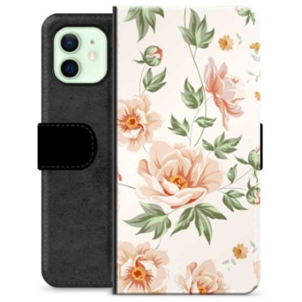 iPhone 12 Premium Plånboksfodral - Blommig Animerad