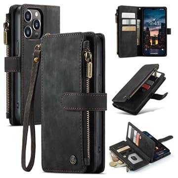 Caseme C30 Multifunktionell iPhone 14 Pro Max Plånboksfodral... Svart