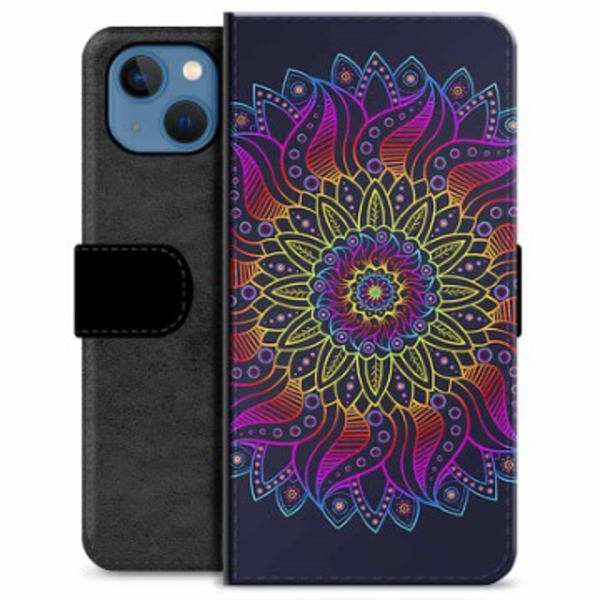 iPhone 13 Premium Plånboksfodral - Färgrik Mandala Animerad