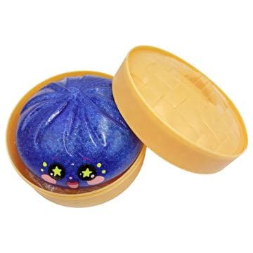 Dumpling squishy-leksak med ögonuttryck och ångkorg - blå Blå