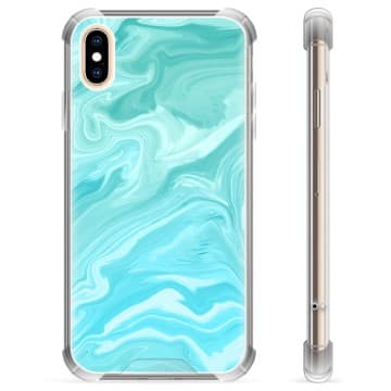 iPhone X / iPhone XS Hybridskal - Blå Marmor Blå