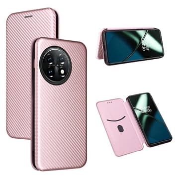 OnePlus 11 Flipfodral - Kolfiber - Roséguld Guld