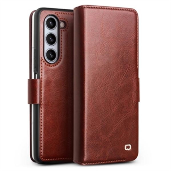 Samsung Galaxy Z Fold5 Qialino Classic Läder Plånboksfodral... Brun