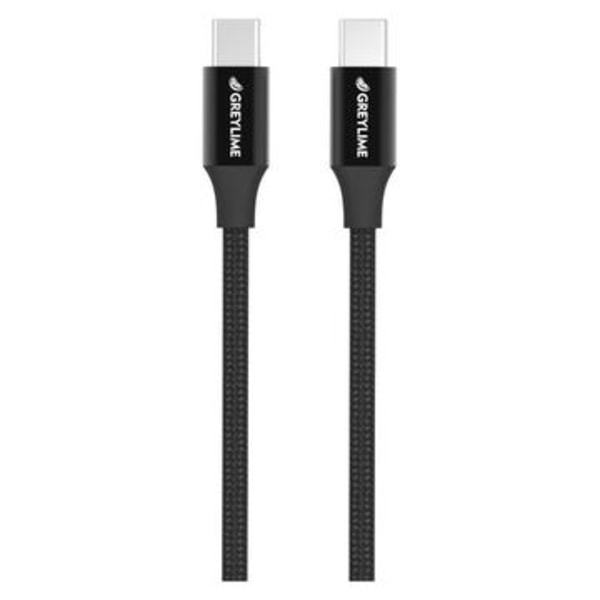 GreyLime 60W flätad USB-C / USB-C-kabel - 2m - Svart Svart