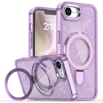iPhone 16e/17e Glitter Hybridskal med kickstand - MagSafe-... Lila