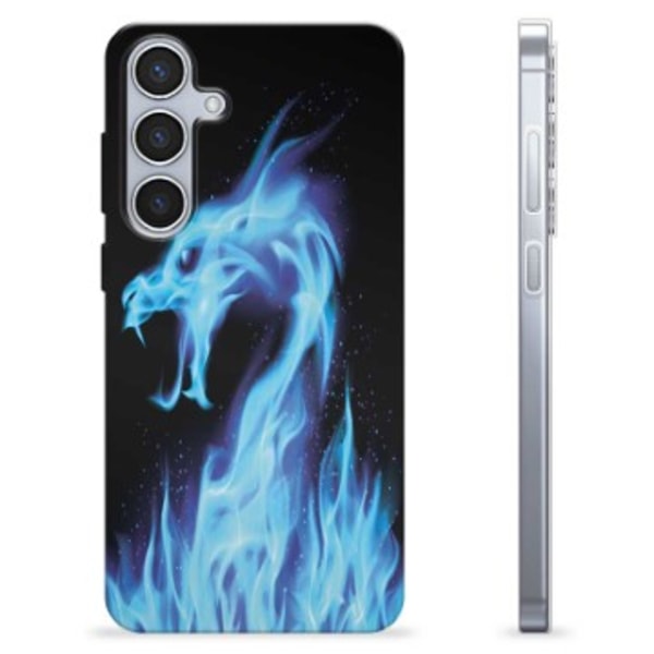 Samsung Galaxy S24+ TPU-Skal - Blå Elddrake Animerad