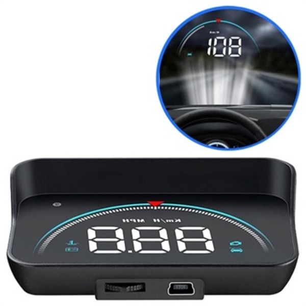 Universell Heads Up Display Digital Bilhastighetsmätare - Svart Svart