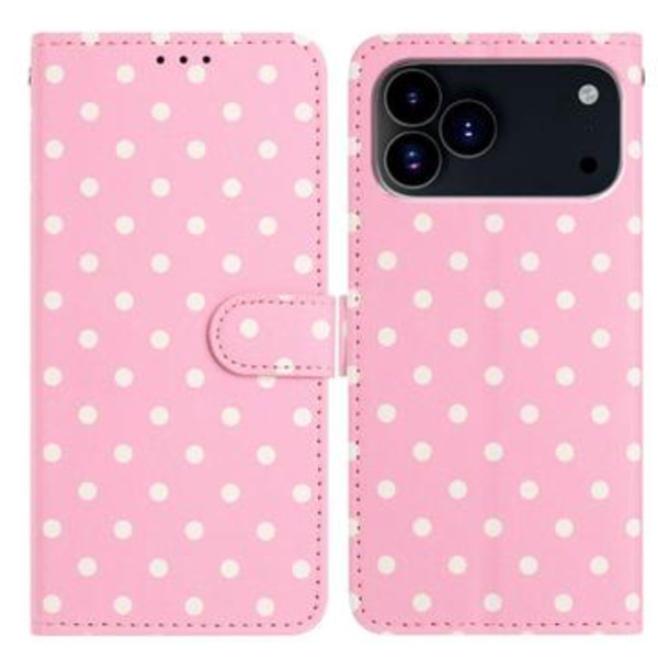 iPhone 17 Pro plånboksfodral med prickmönster - rosa Rosa