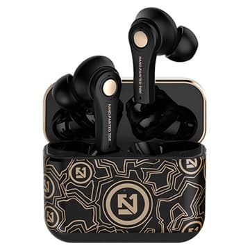 TS-100 Graffiti TWS-Hörlurar med Bluetooth 5.0 - Svart / Guld Tvåfärgad