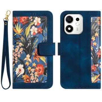 Honor 600 Smart Floral Plånboksfodral med kortplatser - Mö... Blå