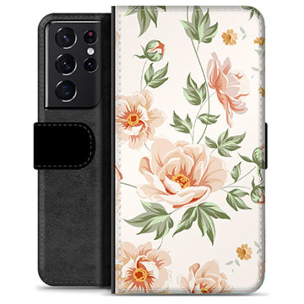 Samsung Galaxy S21 Ultra 5G Premium Plånboksfodral - Blommig Animerad