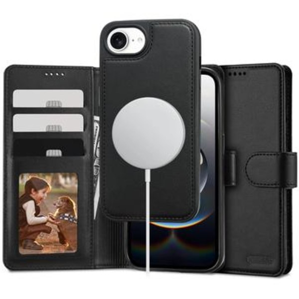 iPhone 16e Tech-Protect 2-i-1 plånboksfodral - Magsafe-... Svart