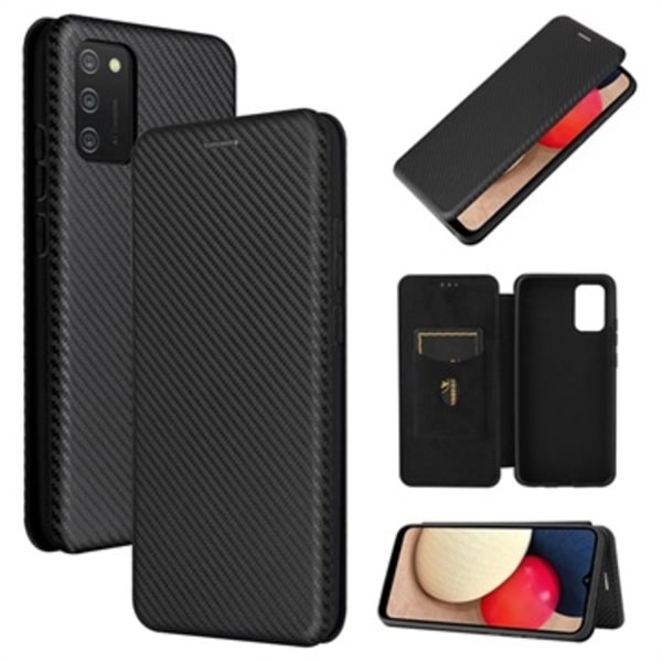 Samsung Galaxy A02s Flipfodral - Kolfiber - Svart Svart