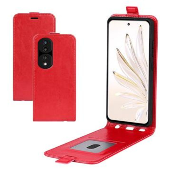 Honor 70 Pro Vertikalt Flipfodral med Korthållare - Röd Röd