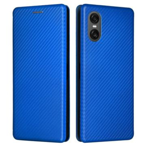 Sony Xperia 10 VI Flipfodral - Kolfiber - Blå Blå