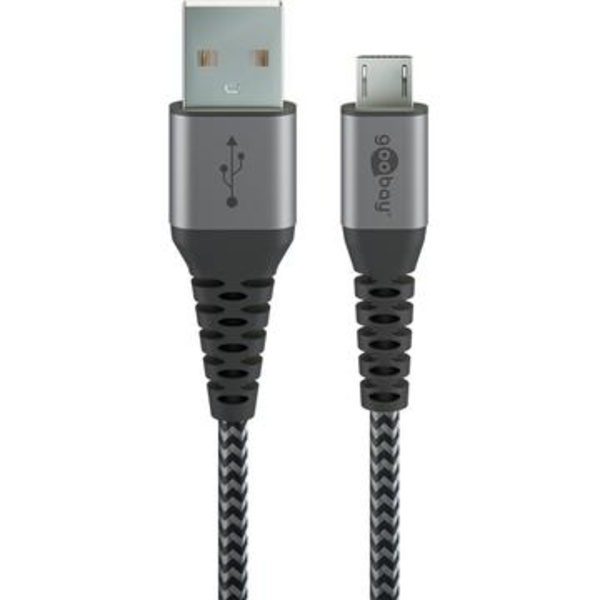 Goobay MicroUSB / USB-A Kabel - 0.5m - Rymdgrå / Silver Tvåfärgad