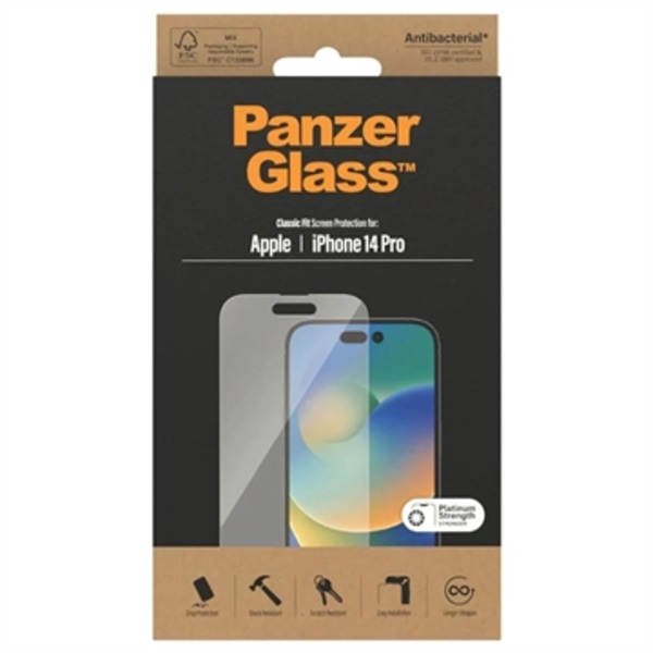 PanzerGlass Classic Fit iPhone 14 Pro Skärmskydd - 9H