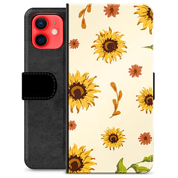iPhone 12 mini Premium Plånboksfodral - Solrosor Animerad