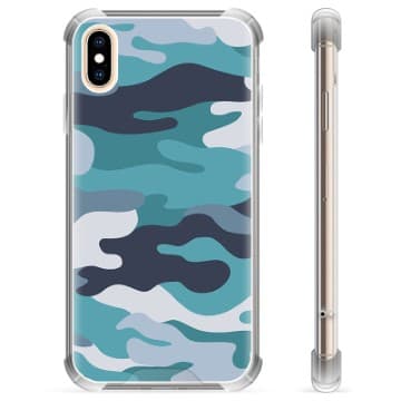 iPhone X / iPhone XS Hybridskal - Blå Kamouflage kamouflage