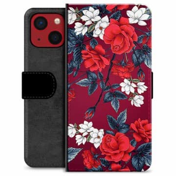 iPhone 13 Mini Premium Plånboksfodral - Vintage Blommor Animerad