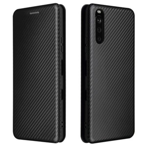 Sony Xperia 10 III, Xperia 10 III Lite Flipfodral - Kolfiber... Svart