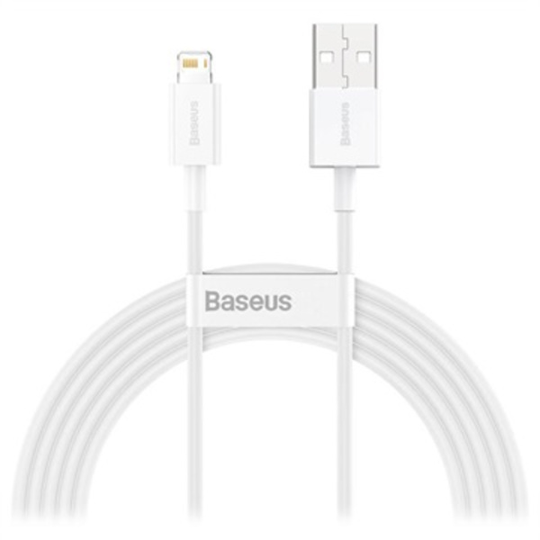 Baseus Superior Series Lightning Kabel - 2m - Vit Gul