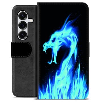 Samsung Galaxy S25+ Premium Plånboksfodral - Blå Elddrake Animerad