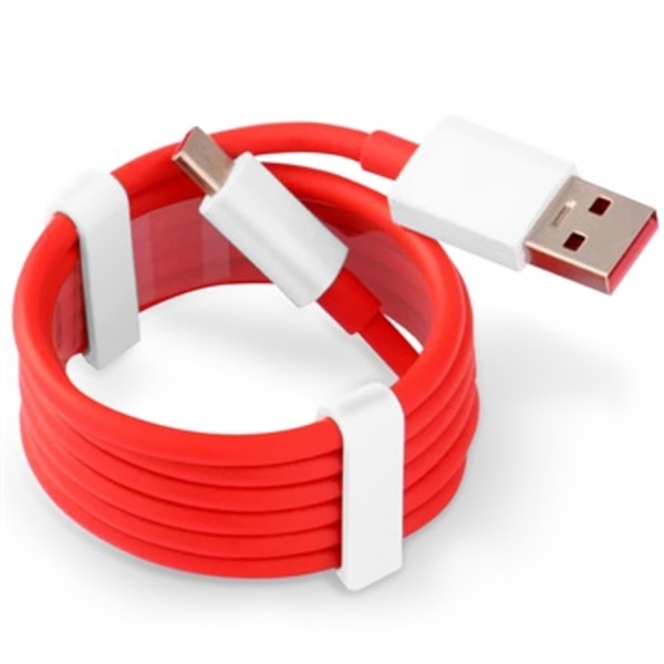 OnePlus USB Typ-C synk- och laddningskabel - röd / vit - bulk Tvåfärgad