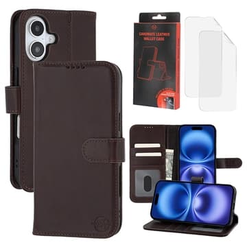 iPhone 16 Plus MyTPhone CardMate plånboksfodral i läder - m... Brun