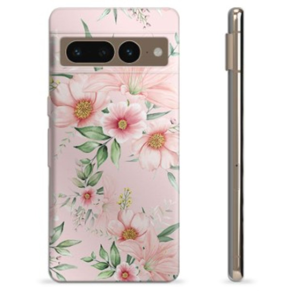 Google Pixel 7 Pro TPU-Skal - Vattenfärg Blommor Animerad