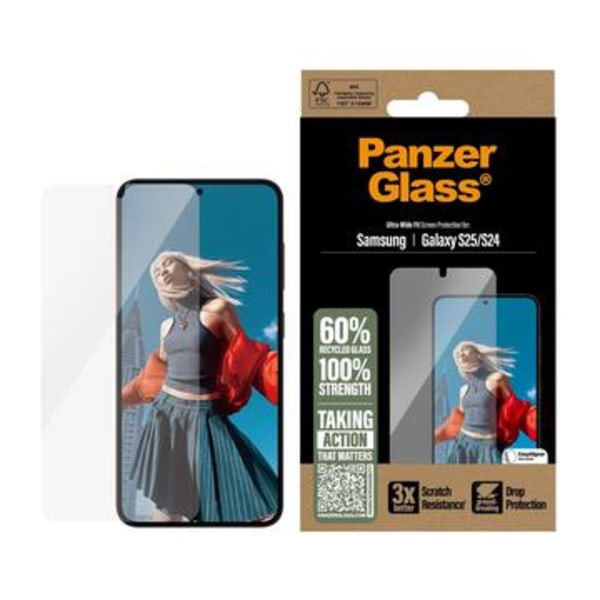Samsung Galaxy S25 PanzerGlass Ultra-Wide Fit Skärmskydd - 9H Genomskinlig