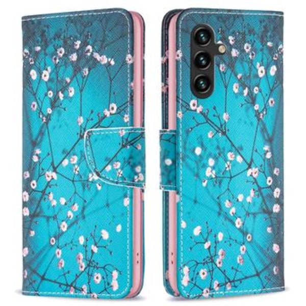 Samsung Galaxy A56 Wonder Series Plånboksfodral - Vit Blommor Animerad