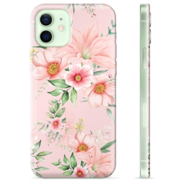 iPhone 12 TPU-Skal - Vattenfärg Blommor Animerad