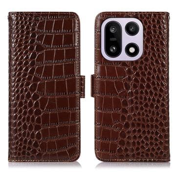 OnePlus 15 Crocodile Serie Läder Plånboksfodral med RFID -... Brun