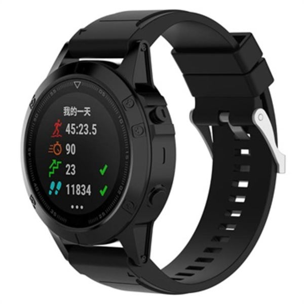 Garmin Fenix 5X/Fenix 3 HR/Quatix 3/D2 Soft Silikonrem - Svart Svart