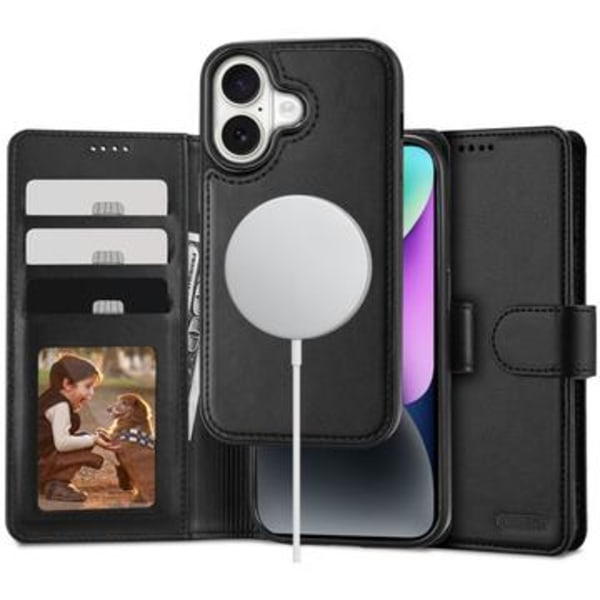 iPhone 16 Tech-Protect 2-i-1 plånboksfodral - Magsafe-... Svart
