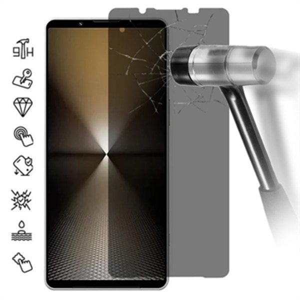 Sony Xperia 1 VII Privacy Härdat Glas Skärmskydd Genomskinlig