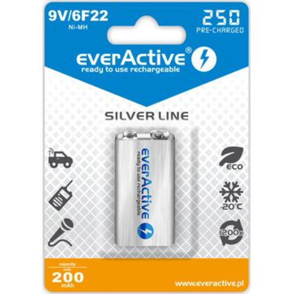 EverActive Silver Line EVHRL22-250 Uppladdningsbart 9V-...