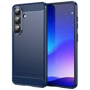 Samsung Galaxy S26 Borstat TPU Skal - Kolfiber - Blå Blå