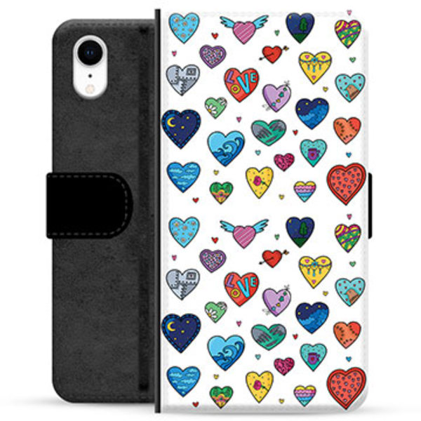iPhone XR Premium Plånboksfodral - Hjärter Animerad