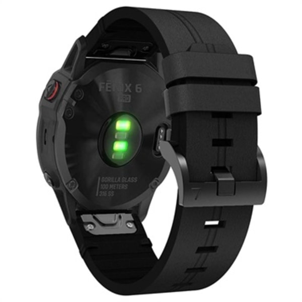 Garmin Fenix 6/5/5 Plus Äkta Läderrem - Svart Svart