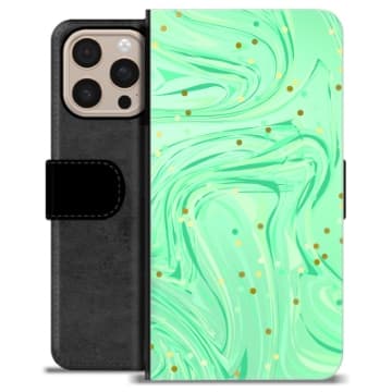 iPhone 16 Pro Max Premium Plånboksfodral - Grön Mynta Animerad