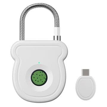 Smart hänglås med fingeravtryck och elektronisk nyckel - vit Vit