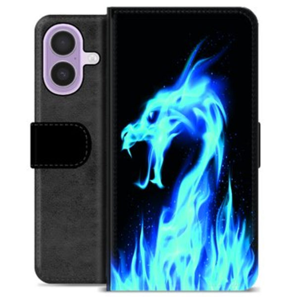 iPhone 17 Premium Plånboksfodral - Blå Elddrake Animerad