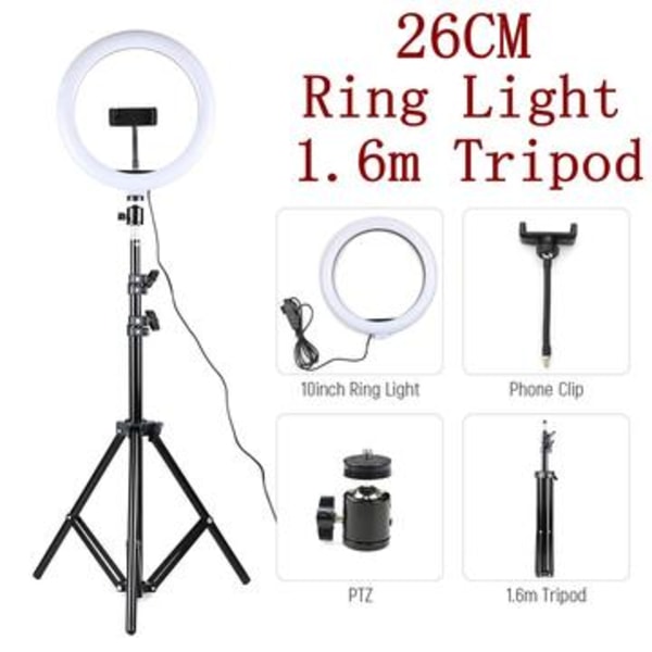 10 USB-drivet ringljus med 160cm teleskopiskt stativ för...