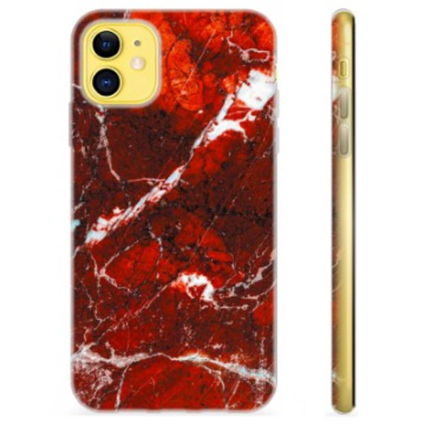 iPhone 11 TPU-Skal - Röd Marmor Röd