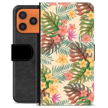 iPhone 17 Pro Max Premium Plånboksfodral - Rosa Blommor Animerad