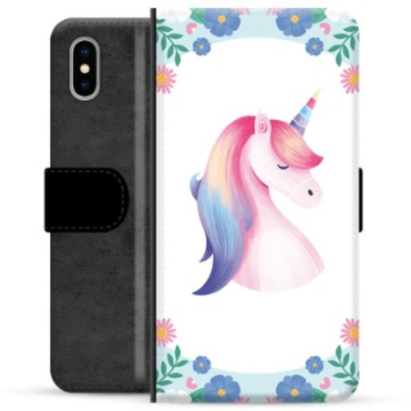 iPhone X / iPhone XS Premium Plånboksfodral - Enhörning Animerad