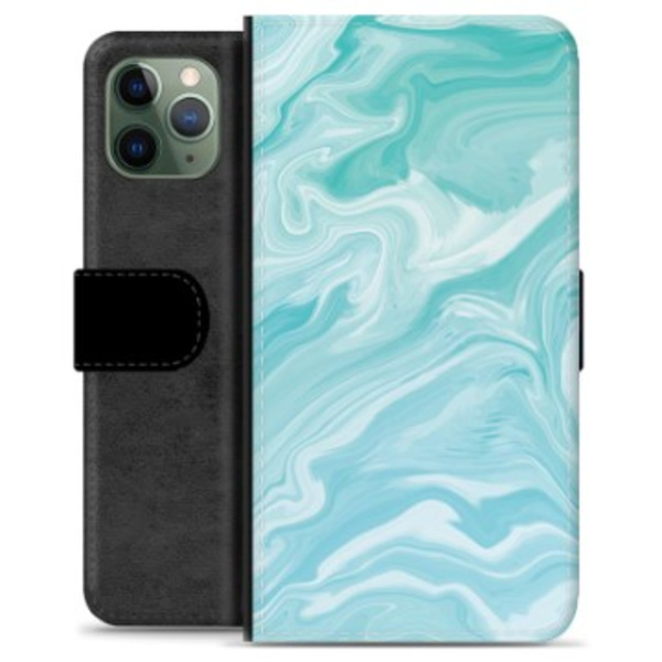 iPhone 11 Pro Premium Plånboksfodral - Blå Marmor Blå